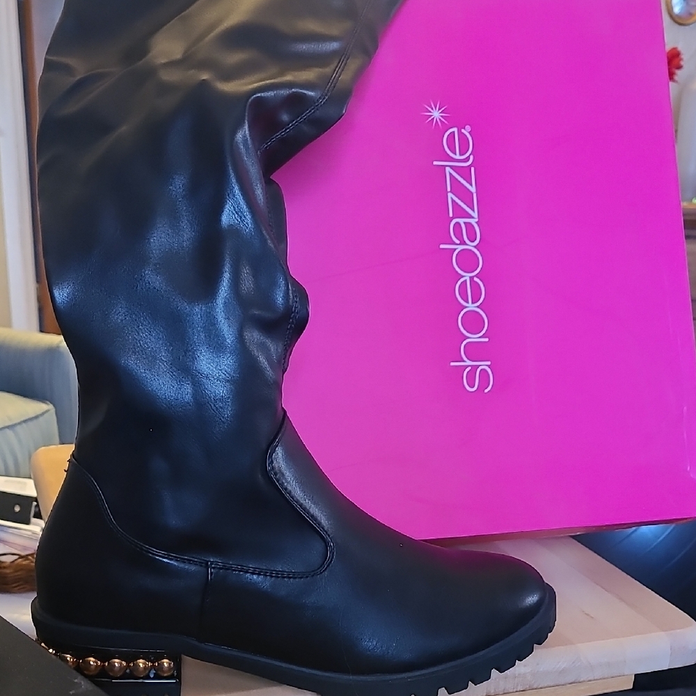 Shoe Dazzle Black Over the Knee Boots